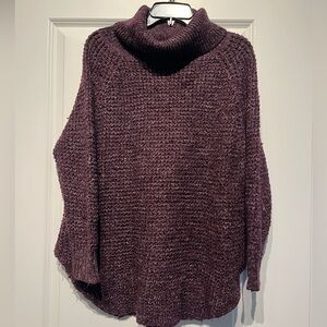Free People Plum Knit Turtleneck Sweater